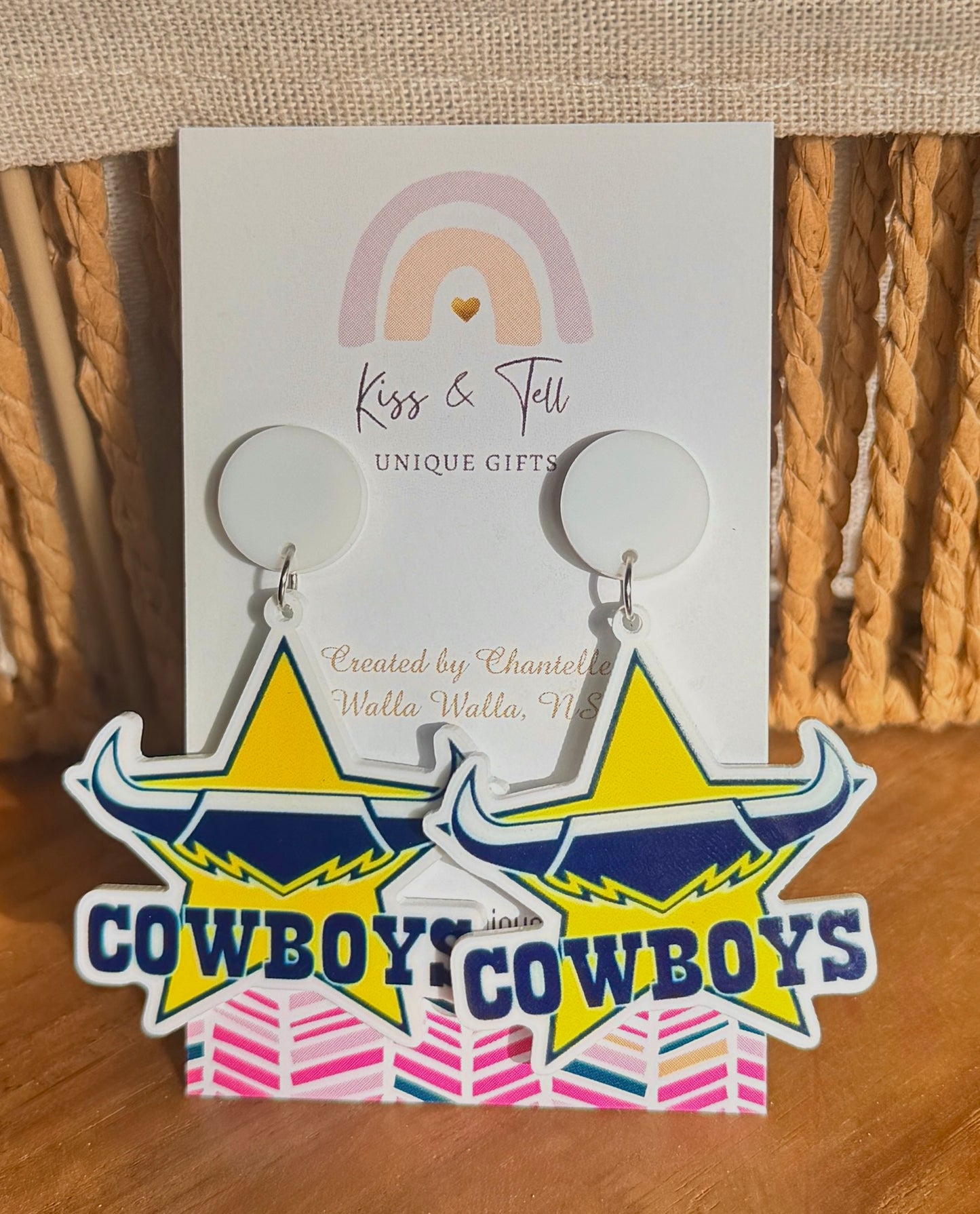 NRL Nth QLD Cowboys Team Dangle Earrings