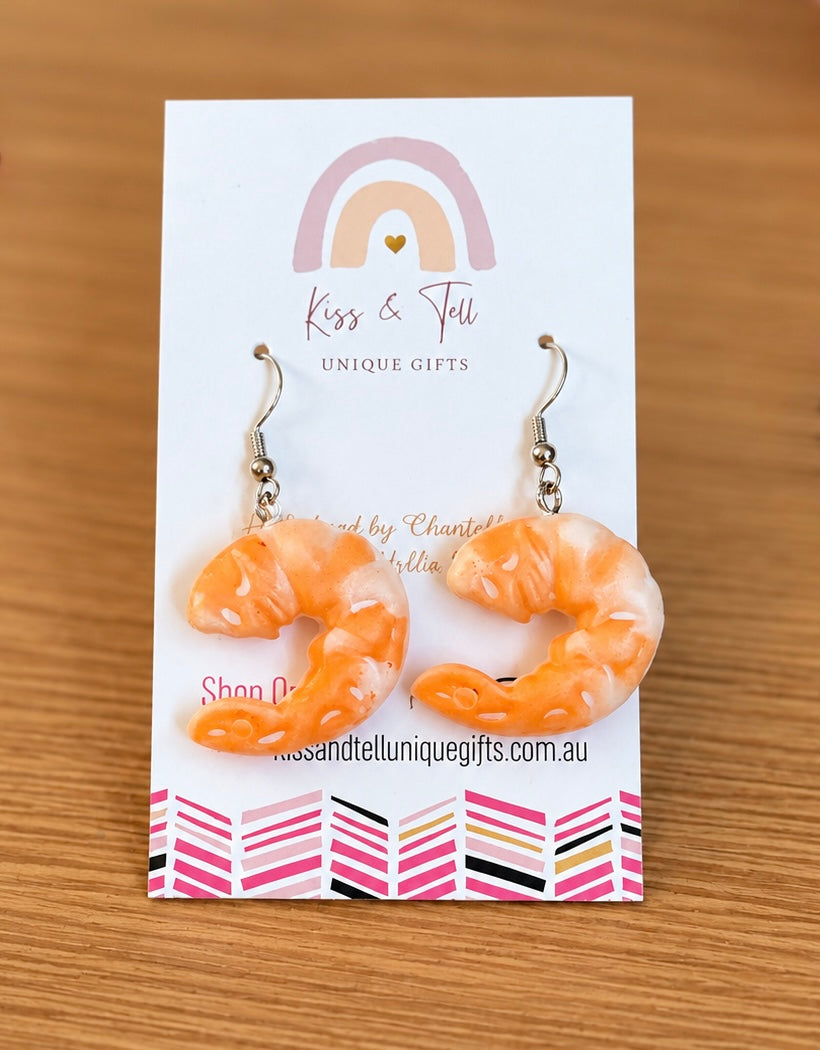Christmas Seafood Prawns Dangle Earrings