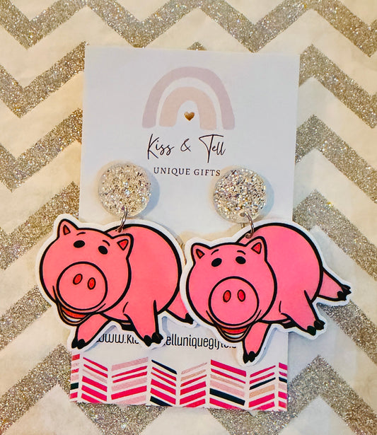 Hamm Toy Pig Dangle Earrings
