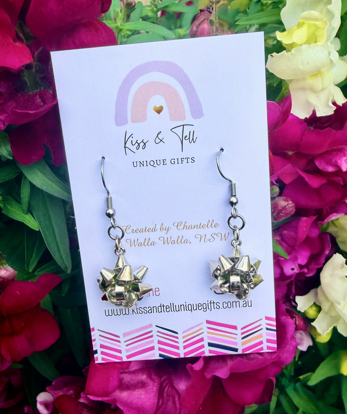 Christmas Bow Dangle Earrings