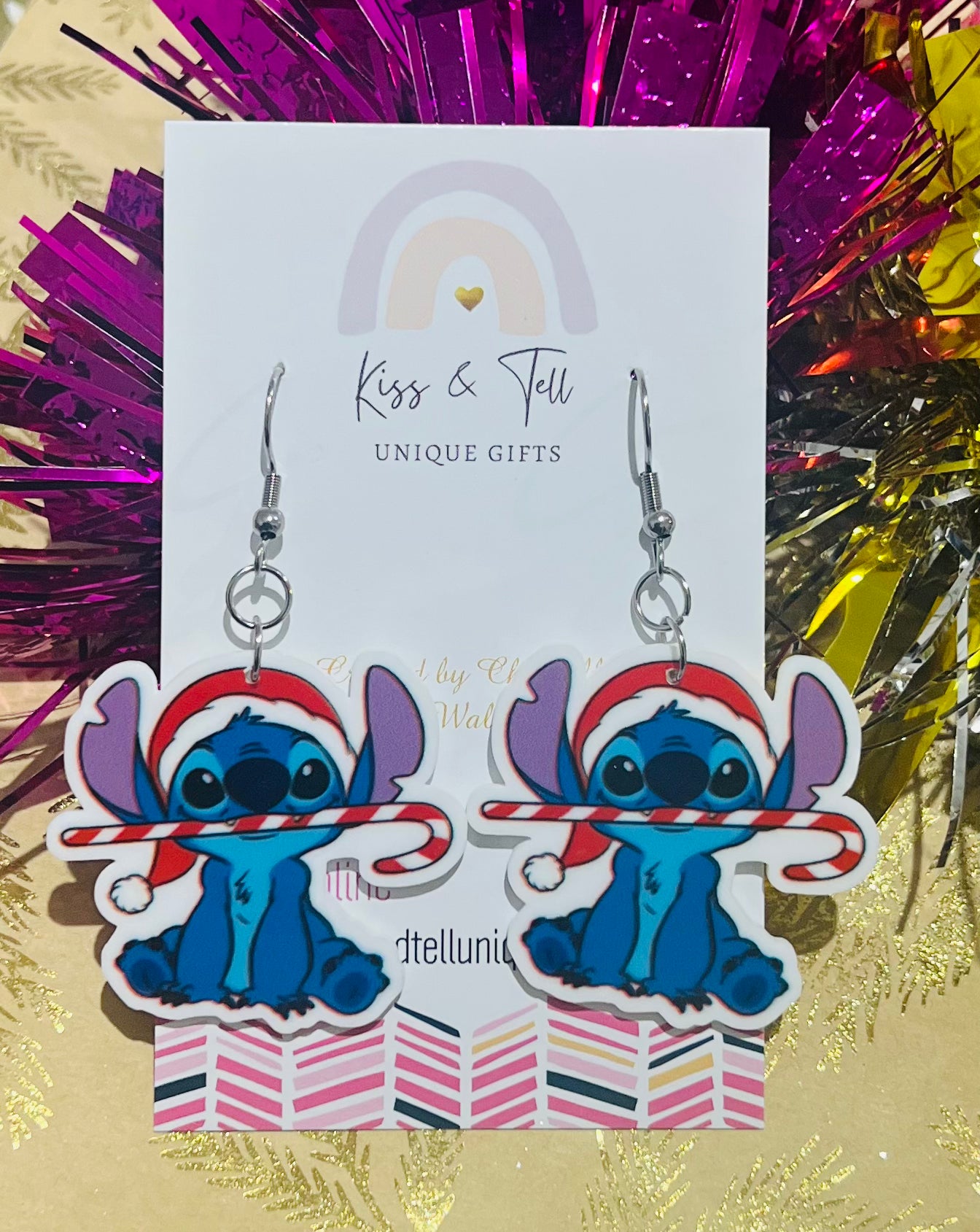 Christmas Stitch Character Dangle Earrings