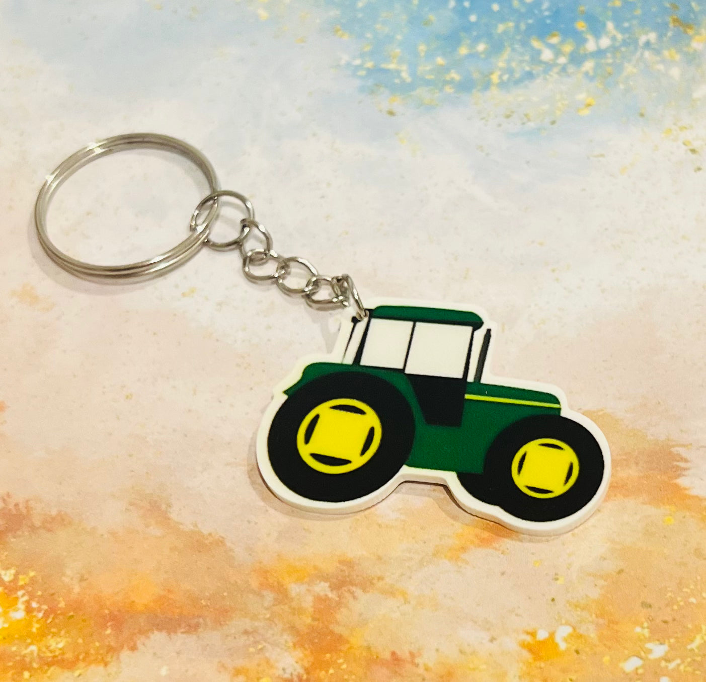 Green Tractor Keyring