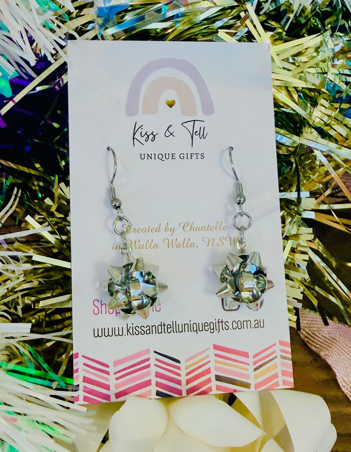 Christmas Bow Dangle Earrings