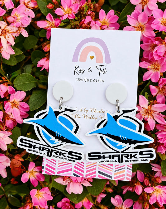 NRL Cronulla Sharks Team Dangle Earrings