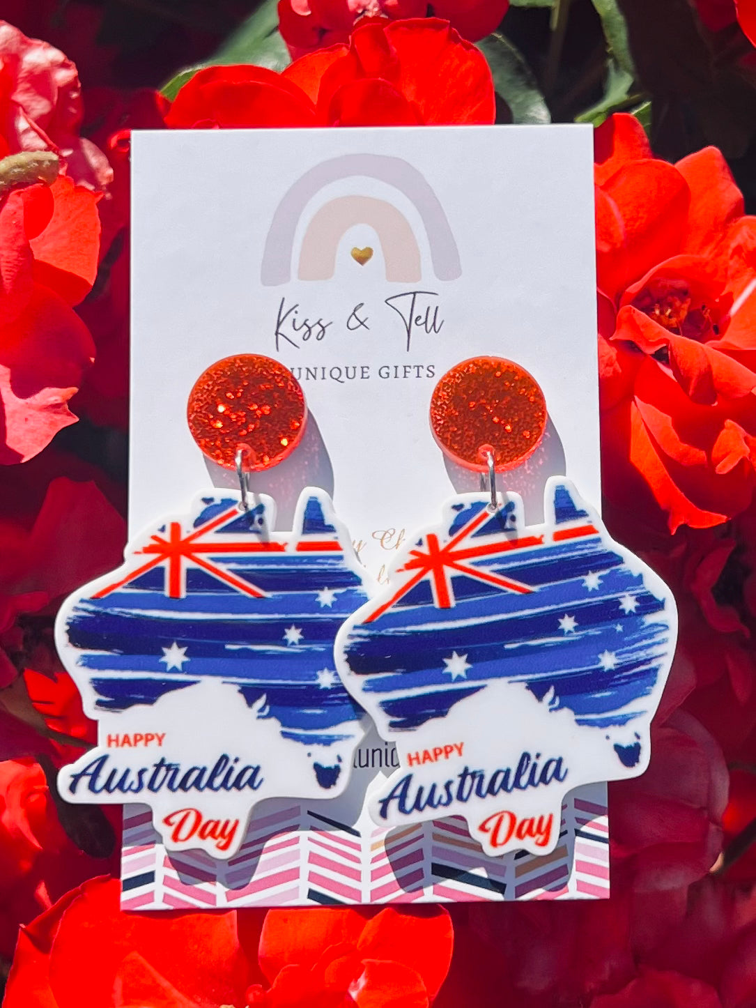 Happy Australia Day Map Earrings