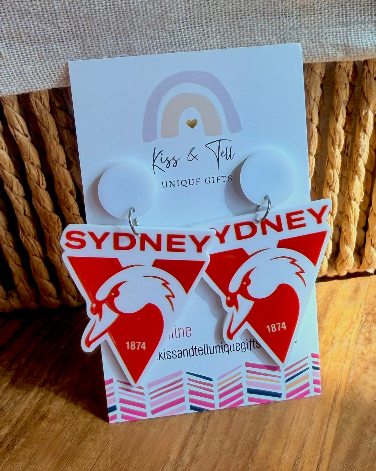 AFL Sydney Swans Team Dangle Earrings