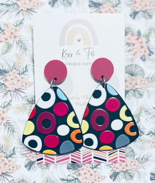 Circle Pattern Drop Earrings