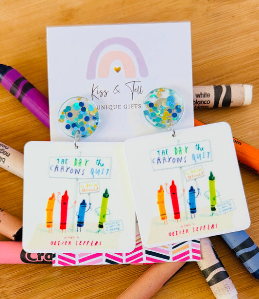 'The Day The Crayons Quit' Book Earrings