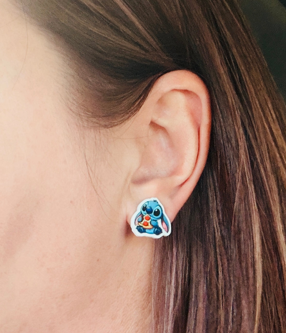 Stitch with Pizza Stud Earrings