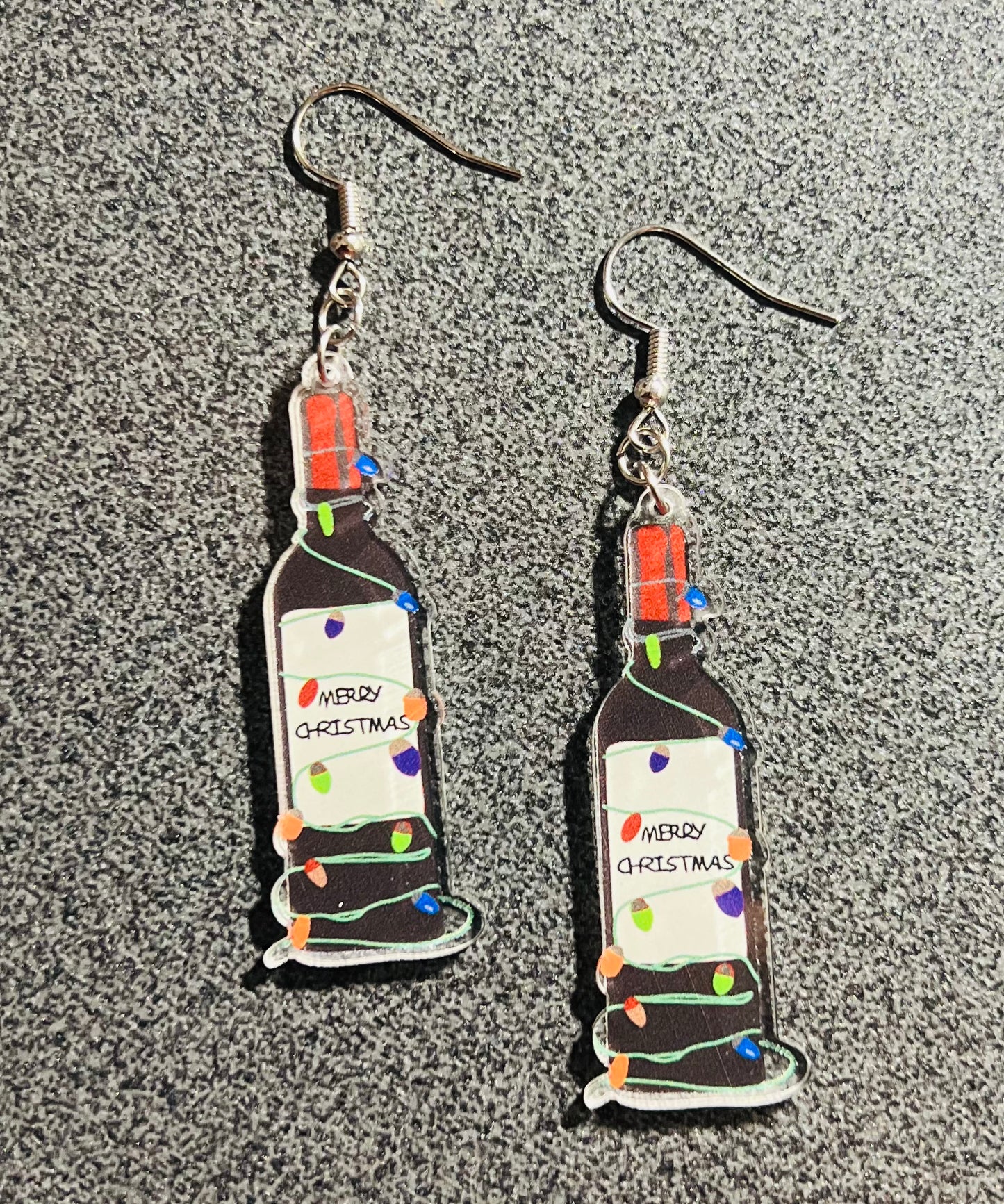 Christmas Wine Dangle Earrings