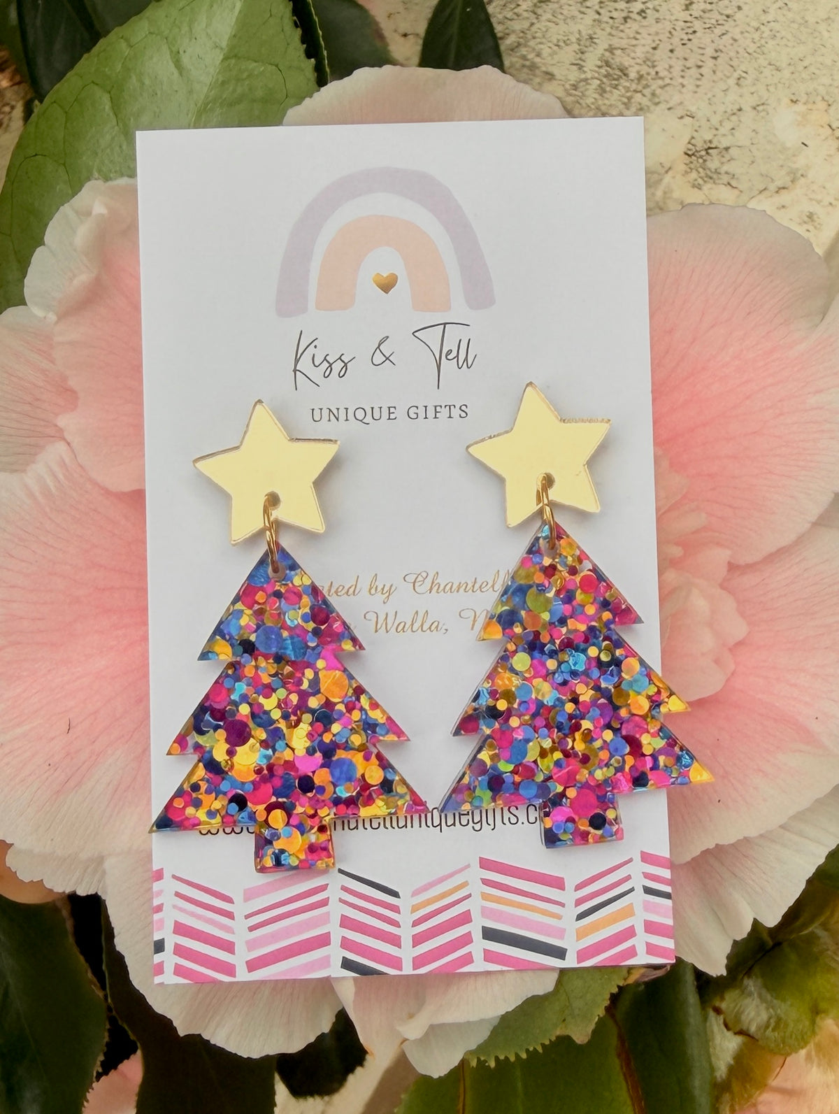 Confetti Glitter Acrylic Christmas Tree Earrings