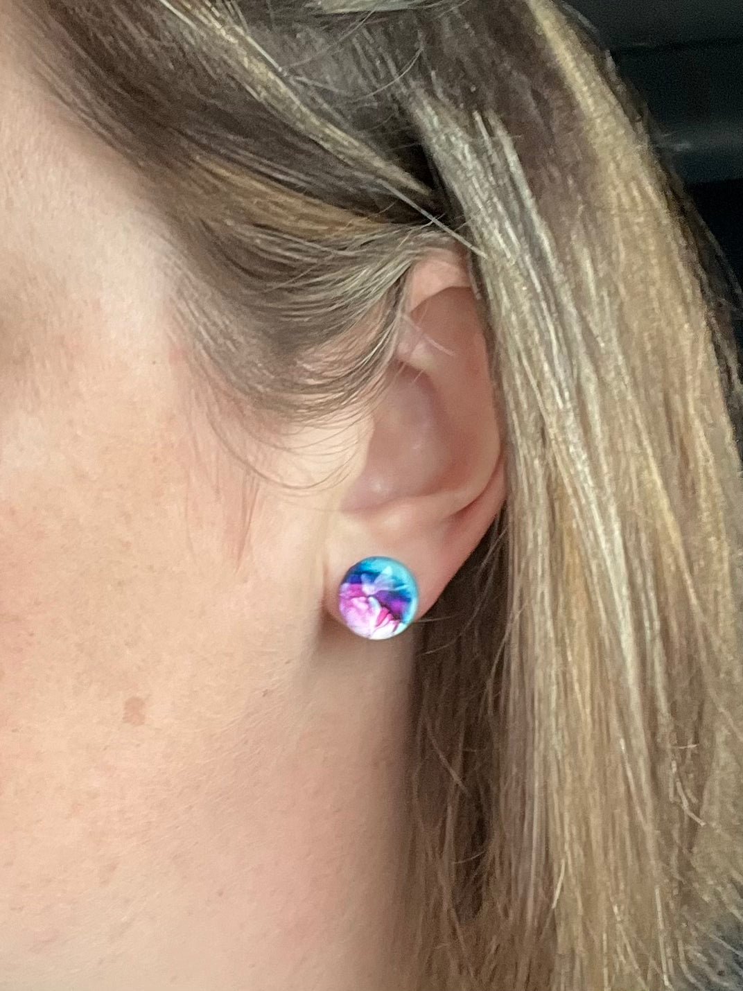 Blue & Purple Swirl Stud Earrings