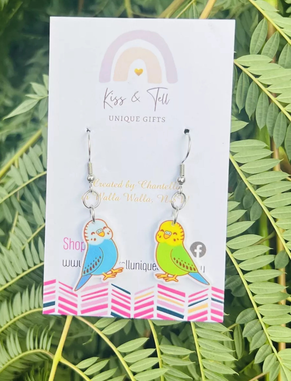 Budgie Bird Smaller Dangle Earrings