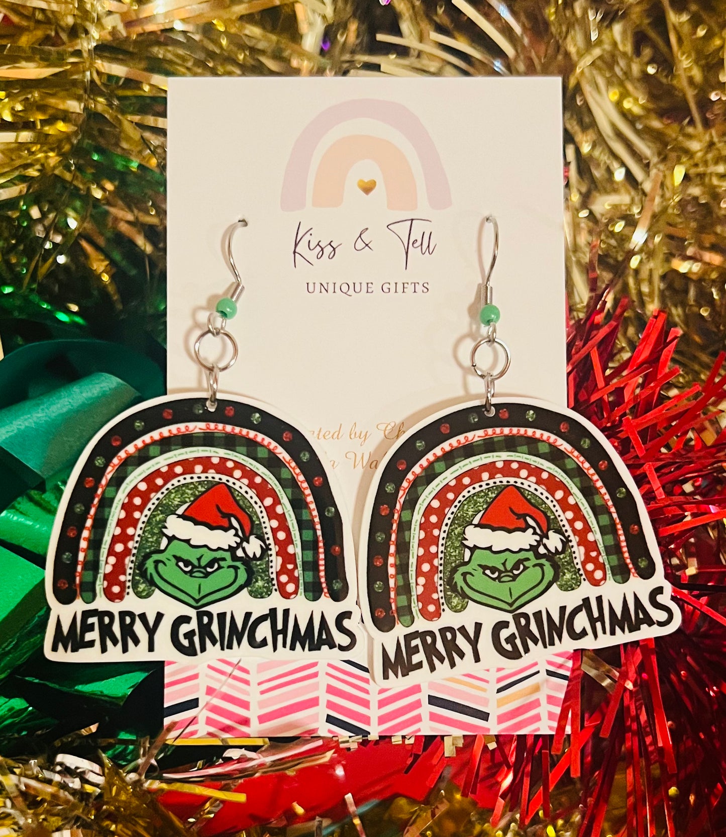 Merry Grinchmas Rainbow Earrings