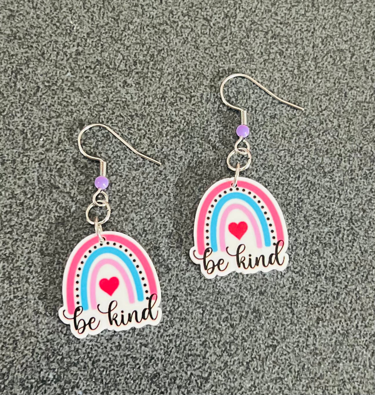 Rainbow "Be Kind" Small Dangle Earrings