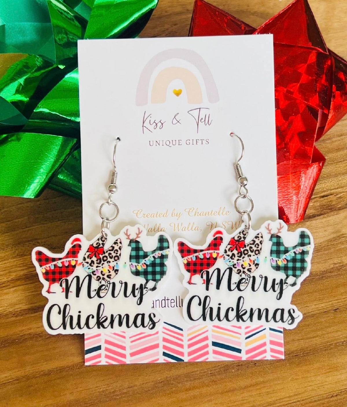 Christmas Hen Chicken Dangle Earrings