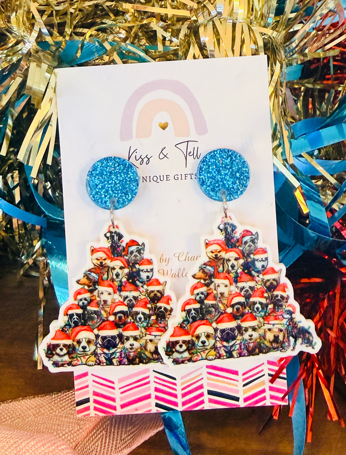 * SALE *  Christmas Dogs Dangle Earrings