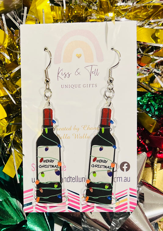 Christmas Wine Dangle Earrings