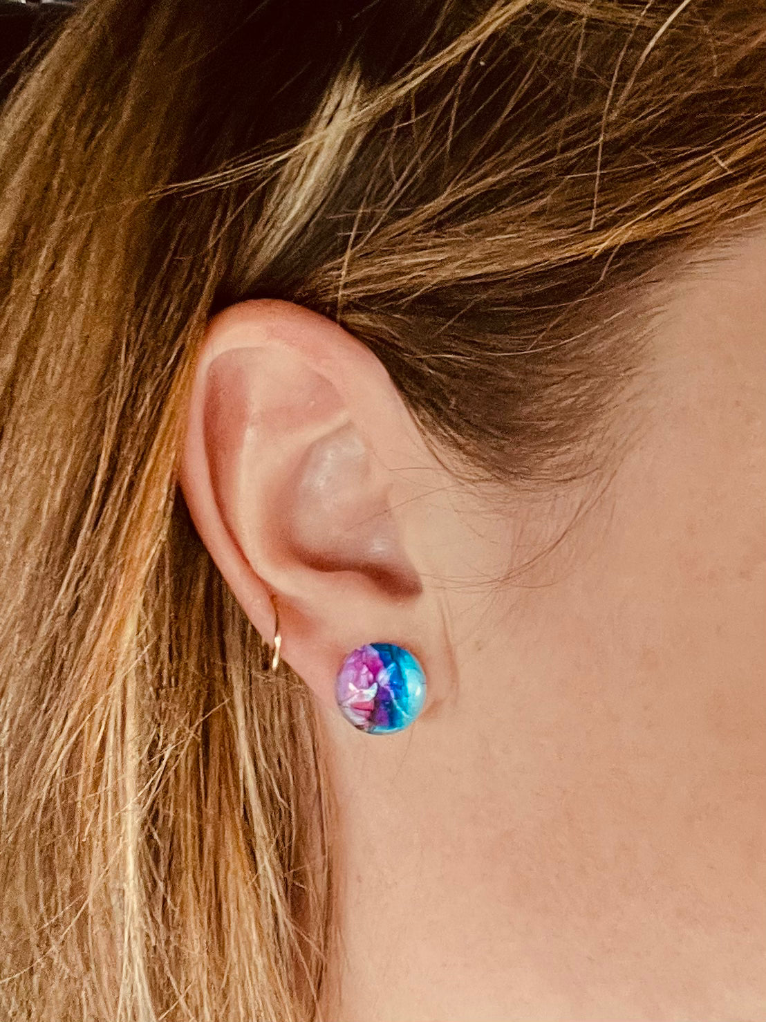 Blue & Purple Swirl Stud Earrings