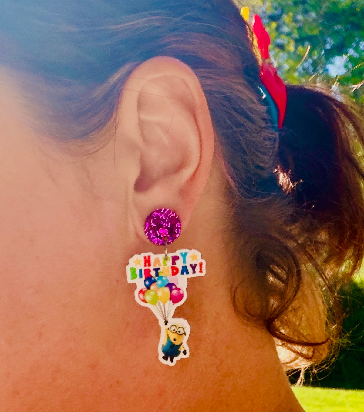 Birthday Minion Dangle Earrings