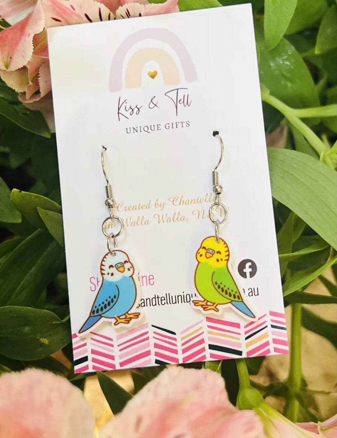 Budgie Bird Smaller Dangle Earrings