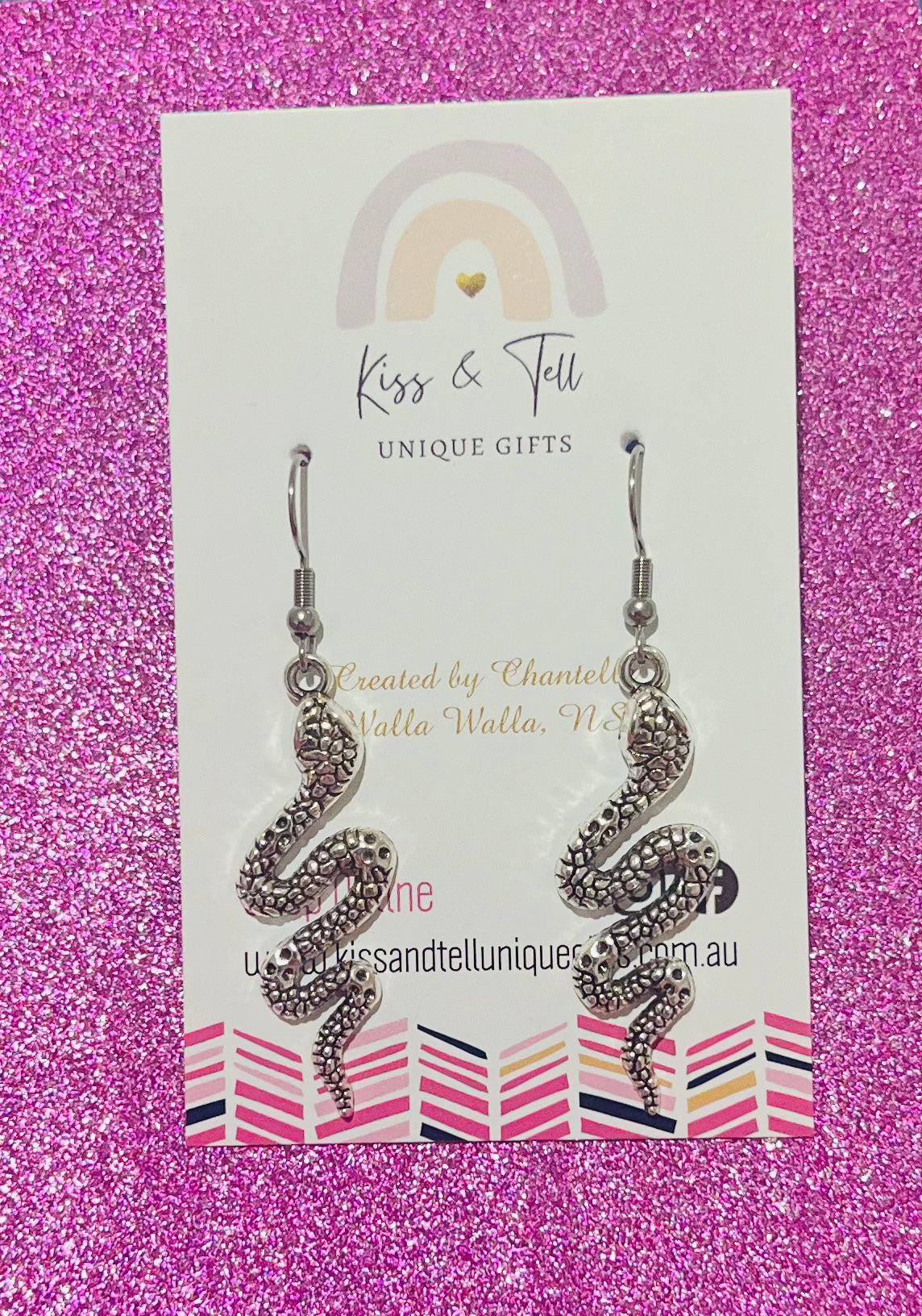 Silver Snake Dangle Earrings