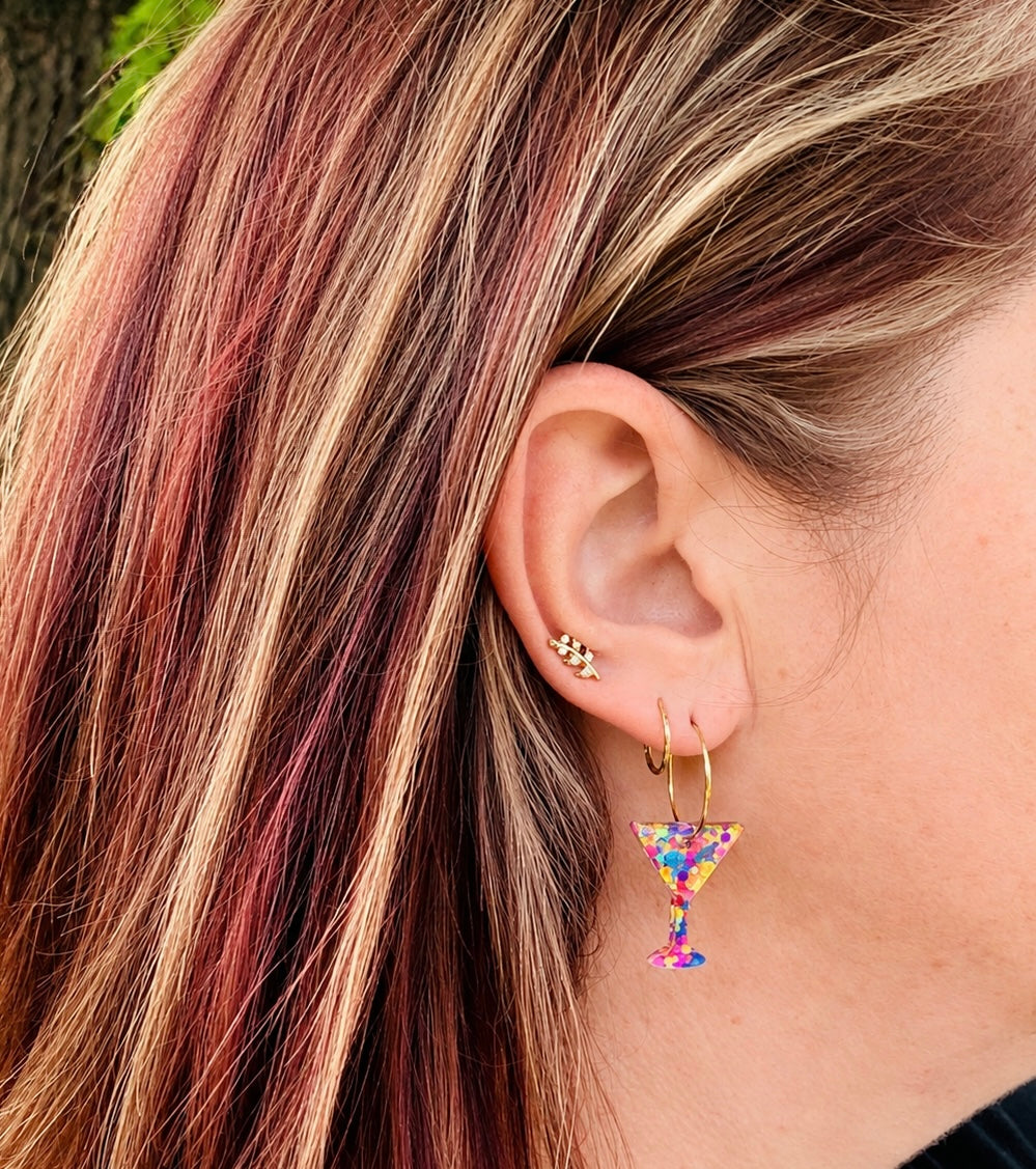 Confetti Glitter Martini Glass Earrings