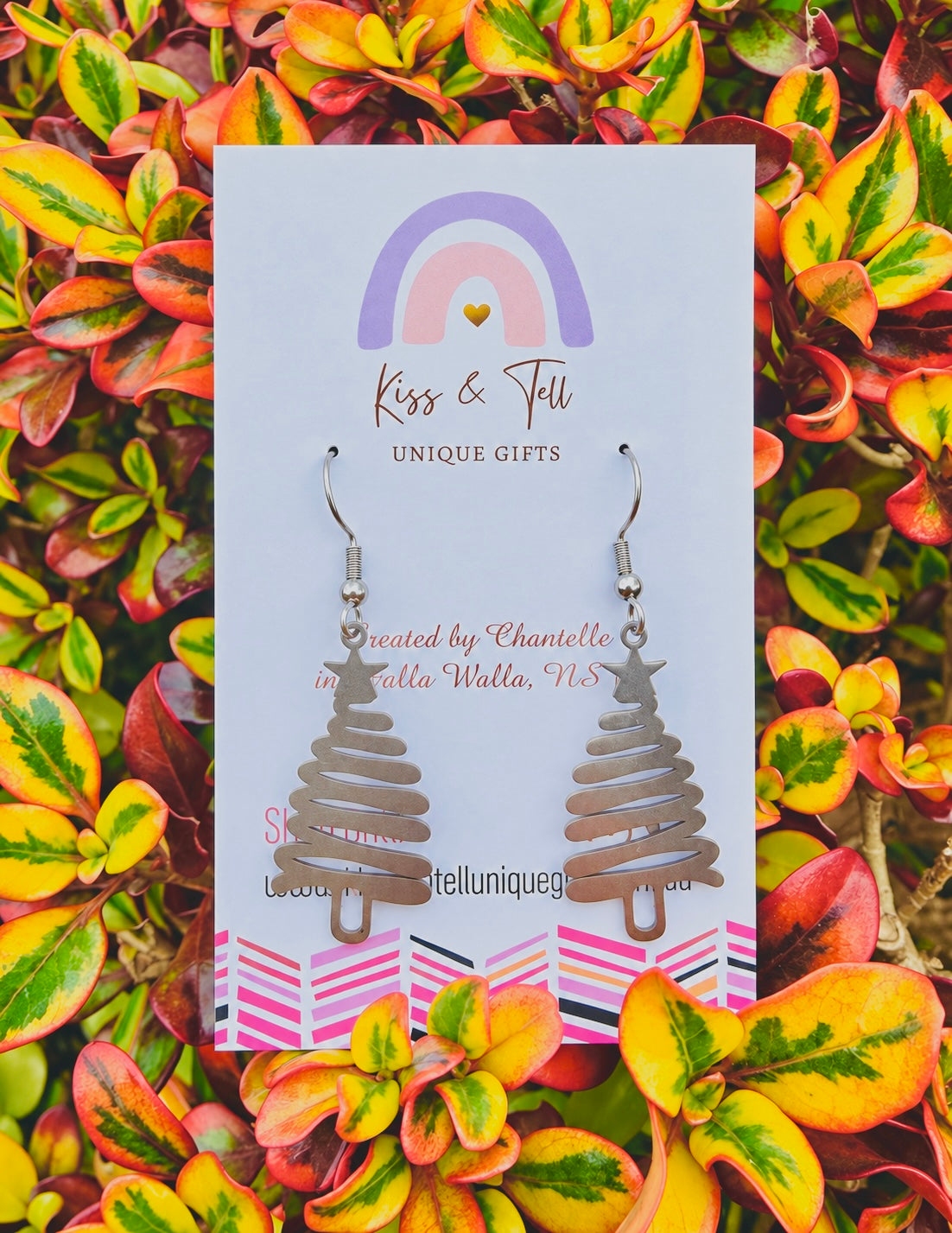 Silver Christmas Tree Dangle Earrings