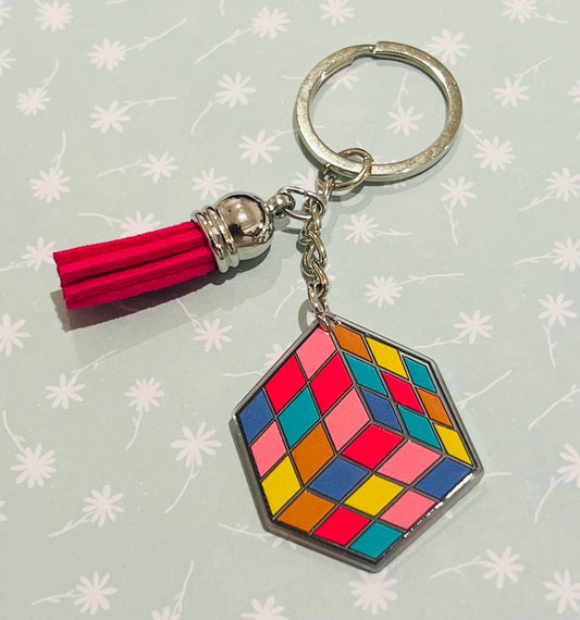 Rubik Cube Keyring with Tassel