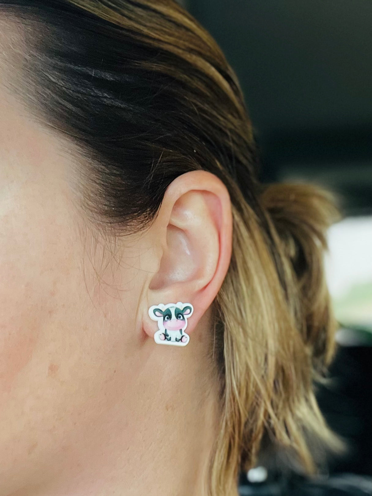 Daisy Cow Stud Earrings