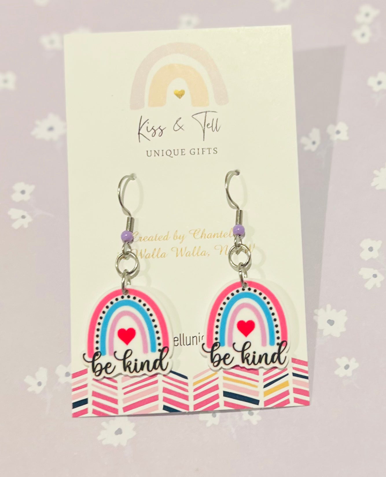 Rainbow "Be Kind" Small Dangle Earrings