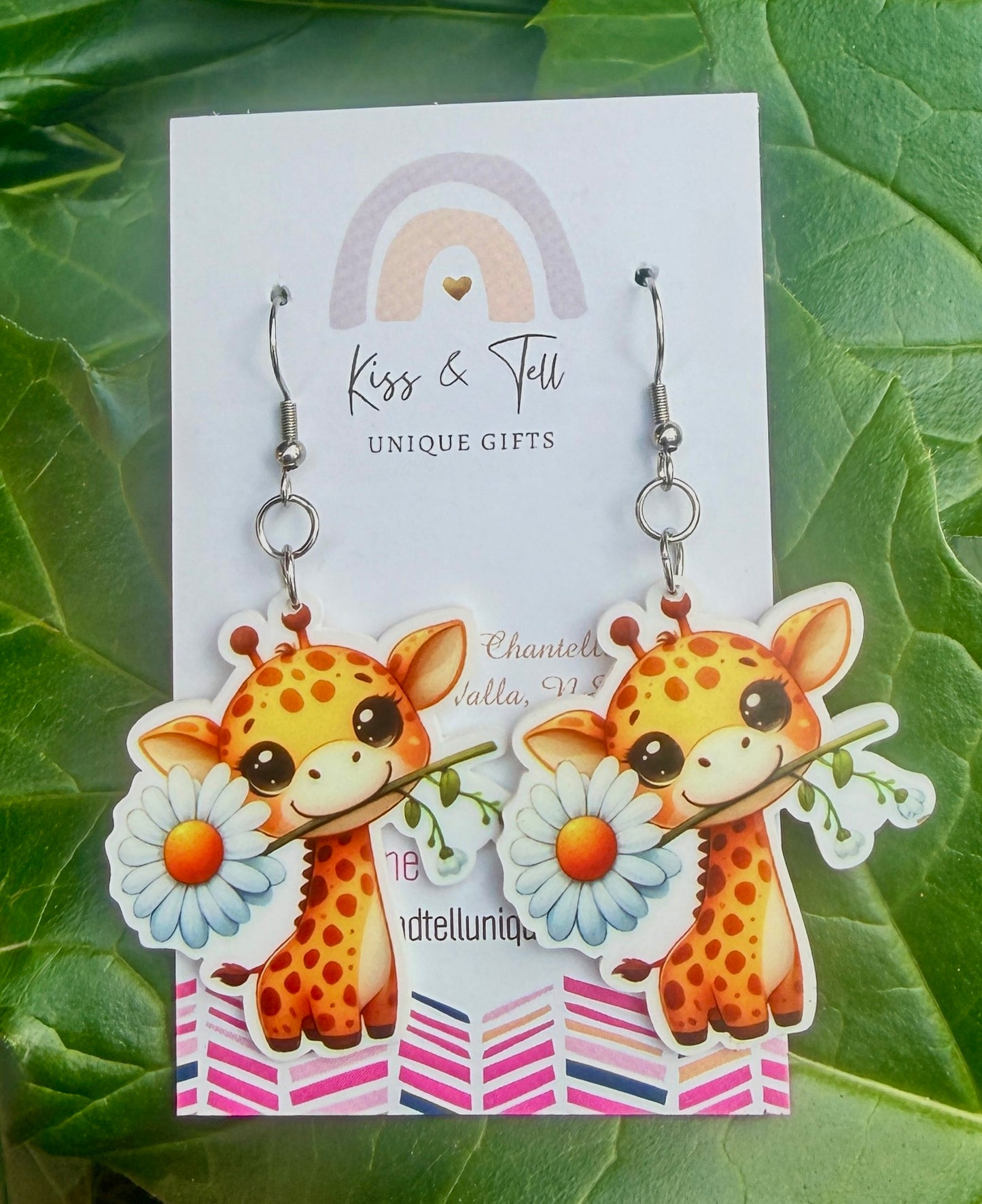 Floral Giraffe Dangle Earrings