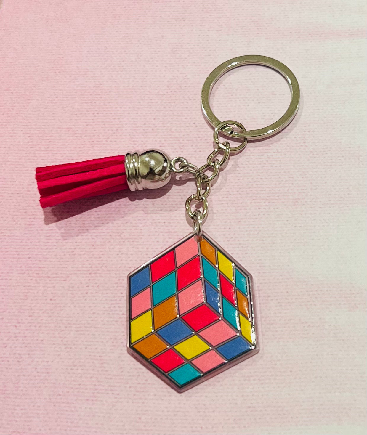 Rubik Cube Keyring with Tassel