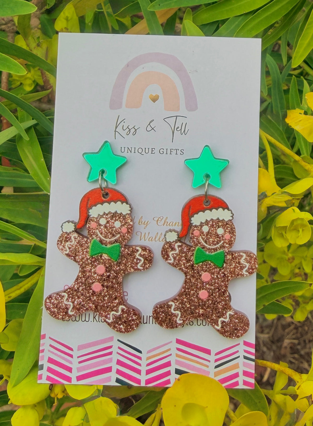 Acrylic Gingerbread Man Dangle Earrings