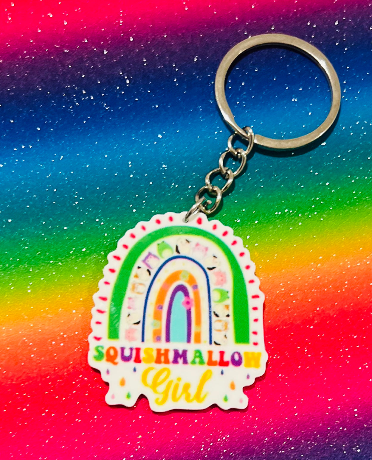 "Squishmallow Girl" Rainbow Keyring