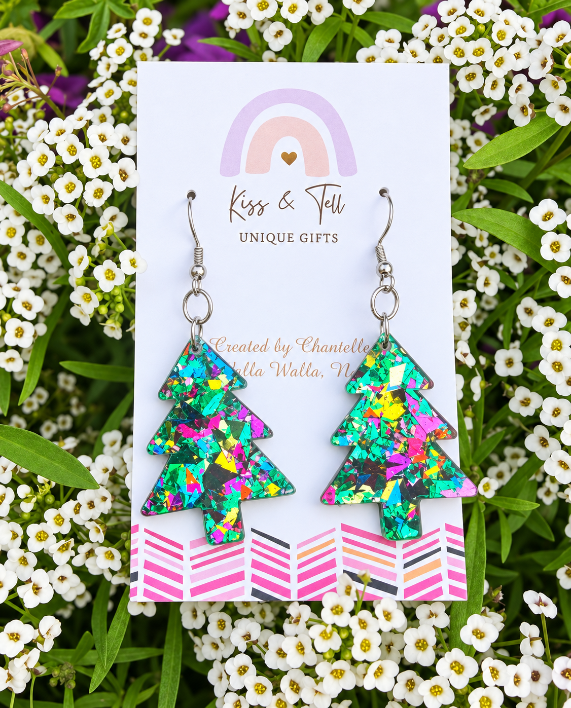 NEW Glitter Christmas Tree Dangle Earrings