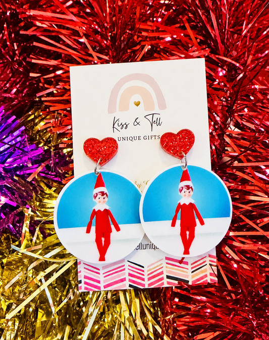 * LAST ONE *  Sitting Elf Heart-Drop Earrings