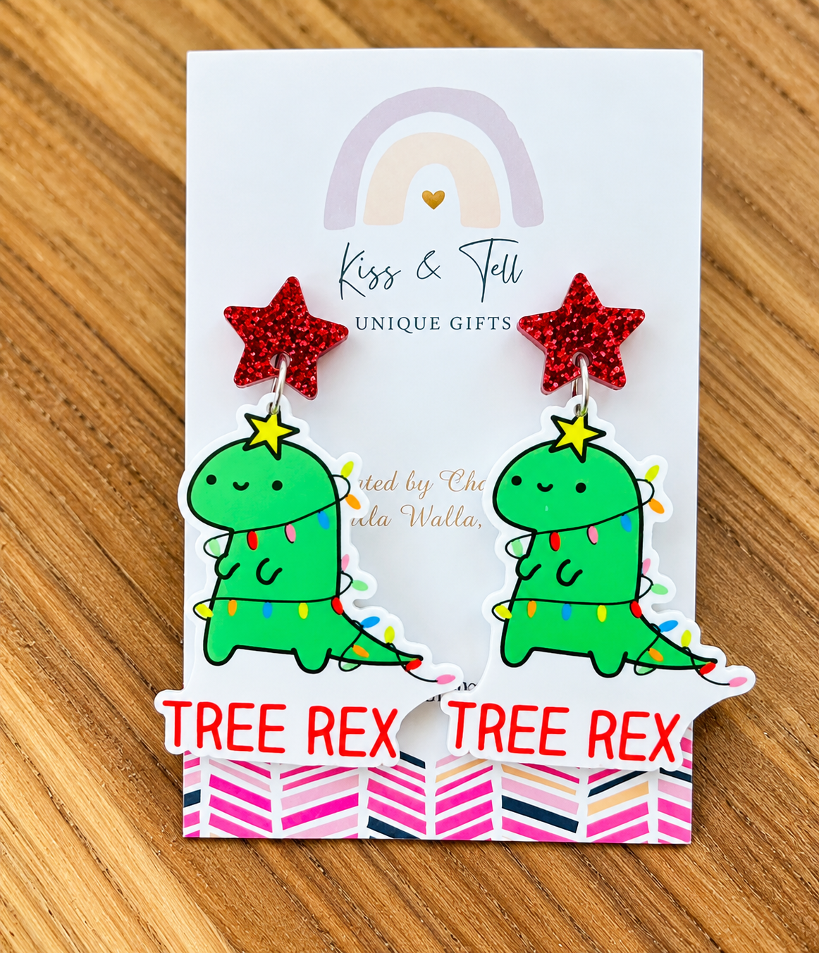 * SALE *  Christmas Dinosaur Rex Earrings