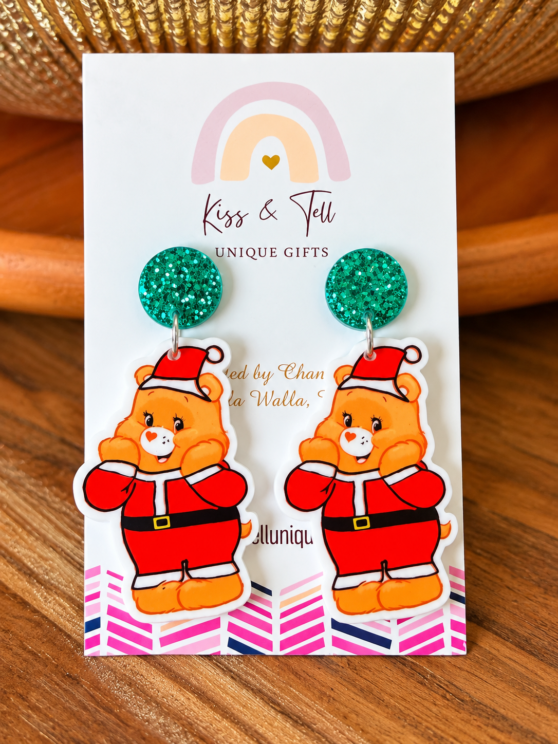 * SALE *  Christmas Care Bear Earrings