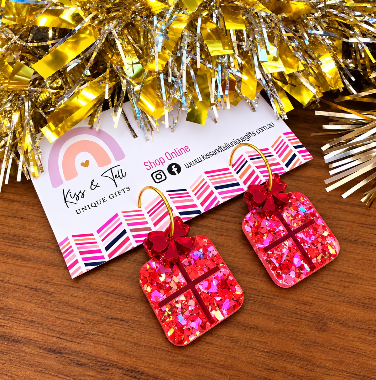 * NEW Sparkling Glitter Present Hoop Earrings