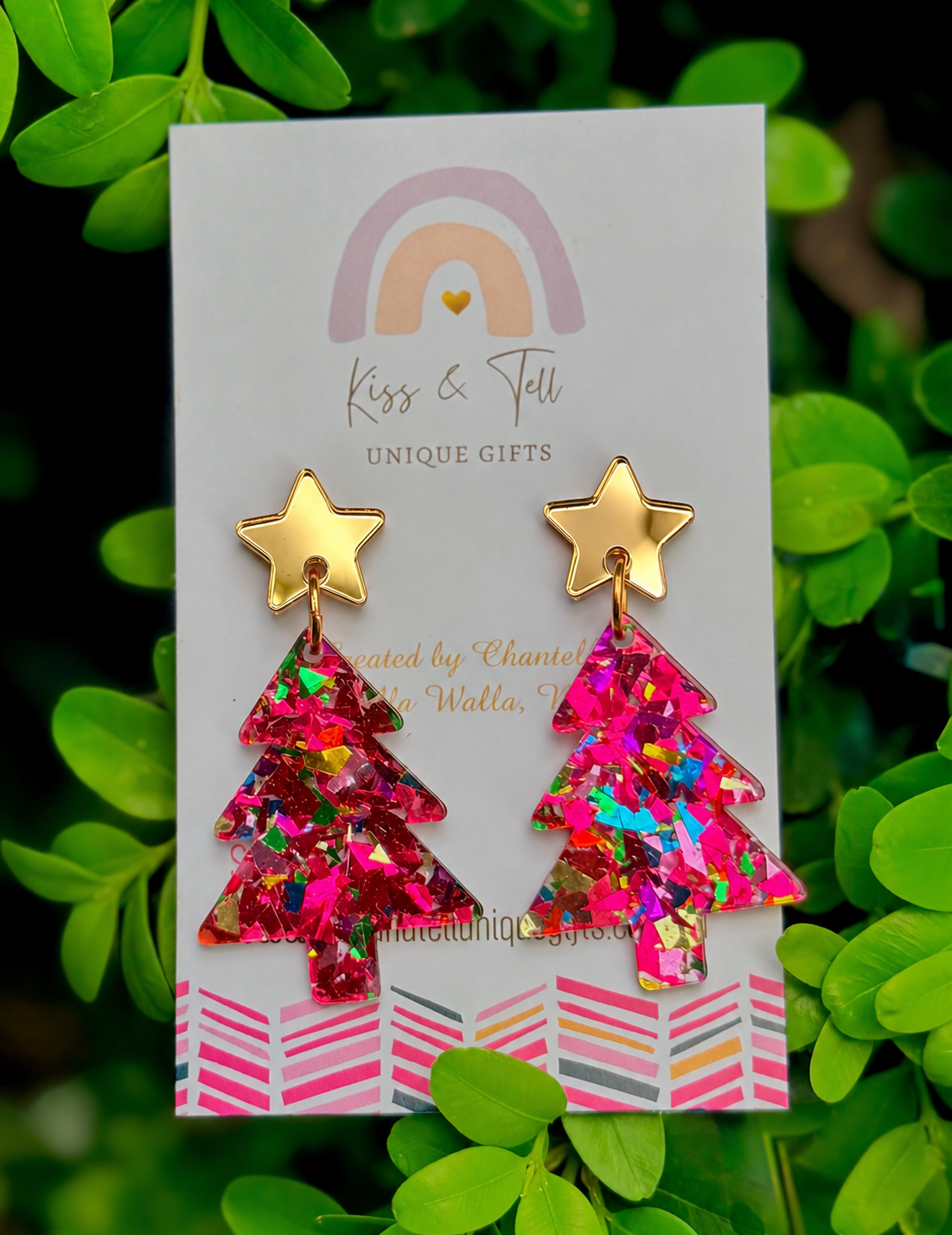 NEW Glitter Christmas Tree Dangle Earrings