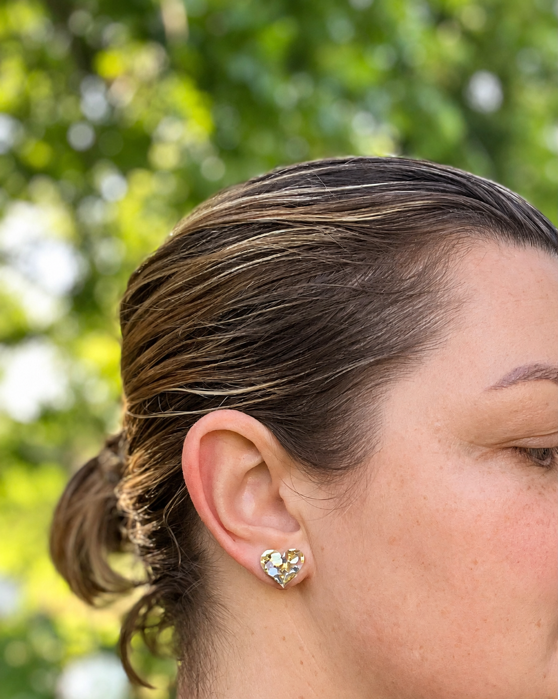 Gold & Silver Glitter Heart Stud Earrings
