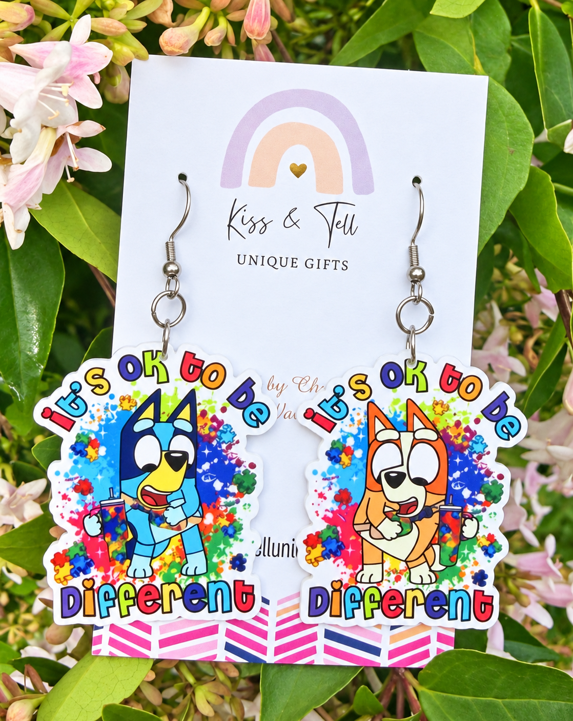 “It’s Ok To Be Different” Bluey Earrings