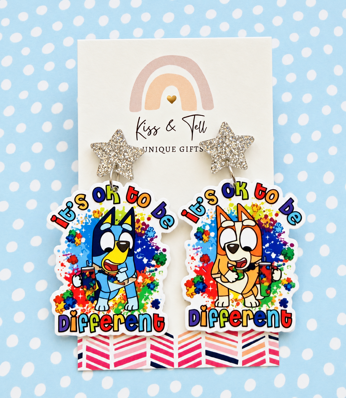 “It’s Ok To Be Different” Bluey Earrings