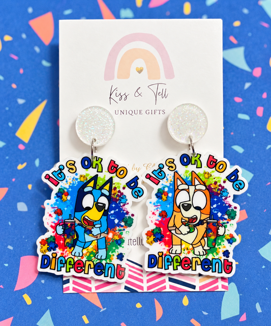 “It’s Ok To Be Different” Bluey Earrings