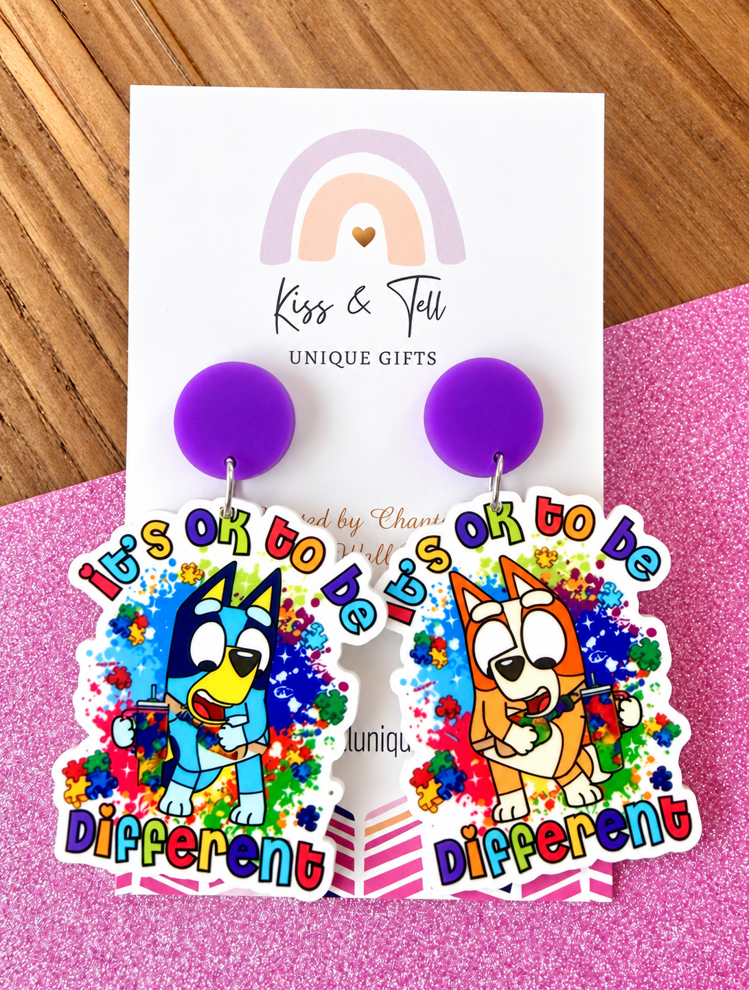 “It’s Ok To Be Different” Bluey Earrings