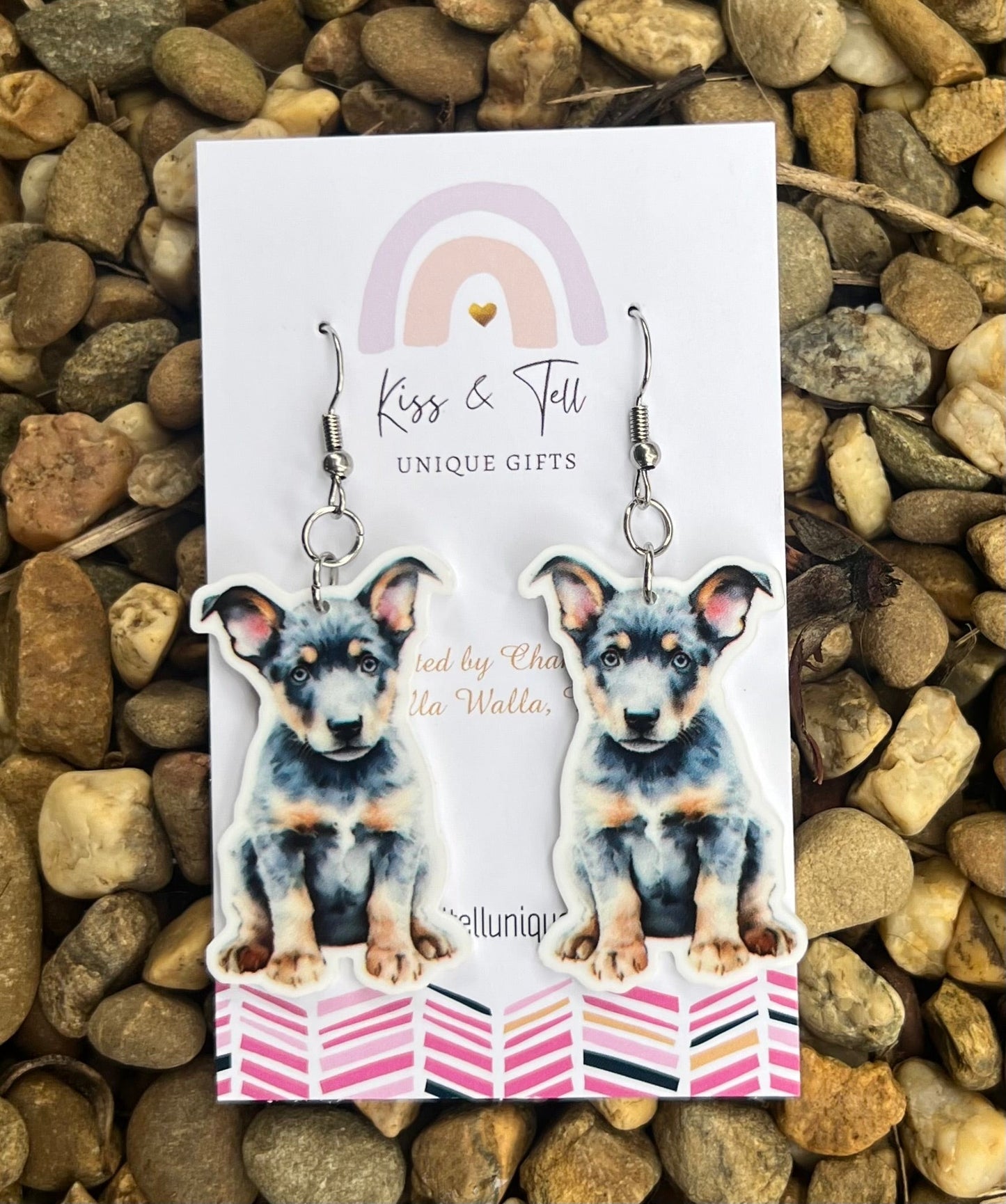 Blue Heeler Puppy Dangle Earrings