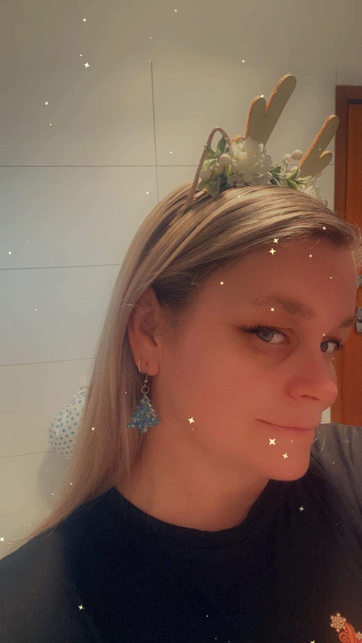 Blue Glitter Acrylic Christmas Tree Earrings