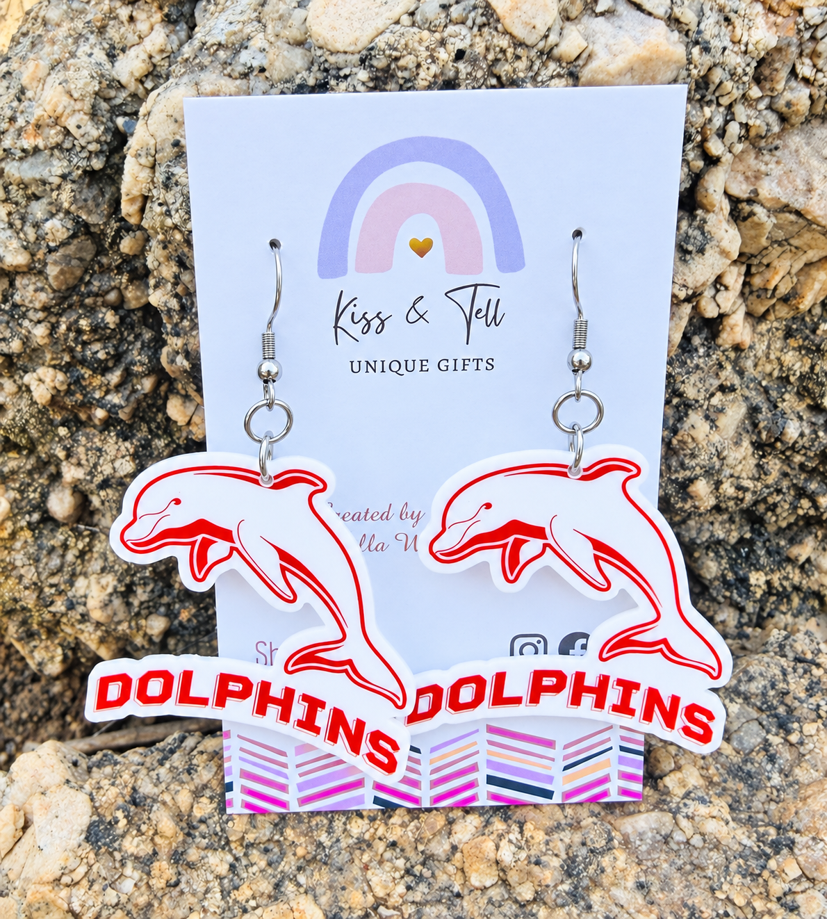 NRL Dolphins Team Dangle Earrings