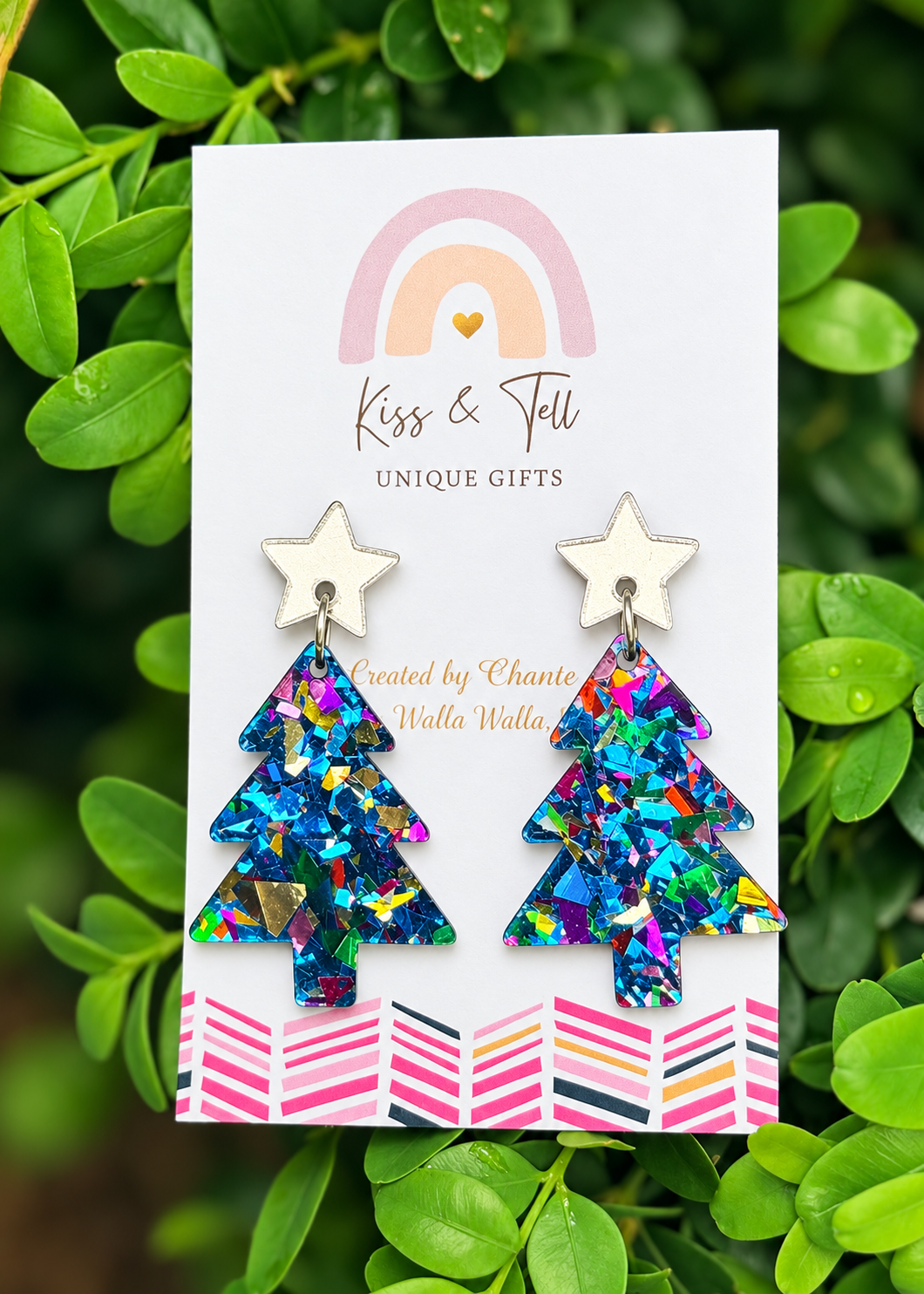 NEW Glitter Christmas Tree Dangle Earrings